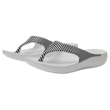 Alegria Ode Womens Sandals RecoverMe Arch Support Thong in Black & White Stripes - EUR 36