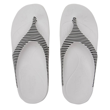 Alegria Ode Womens Sandals RecoverMe Arch Support Thong in Black & White Stripes