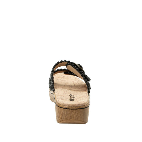 Alegria Oona Womens Slide Sandals Raffia Adjustable Comfort Non Slip 1.75" Heel in Black