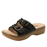 Alegria Oona Womens Slide Sandals Raffia Adjustable Comfort Non Slip 1.75"" Heel in Black - EU42