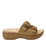 Alegria Oona Womens Slide Sandals Raffia Adjustable Comfort Non Slip 1.75" Heel in Natural