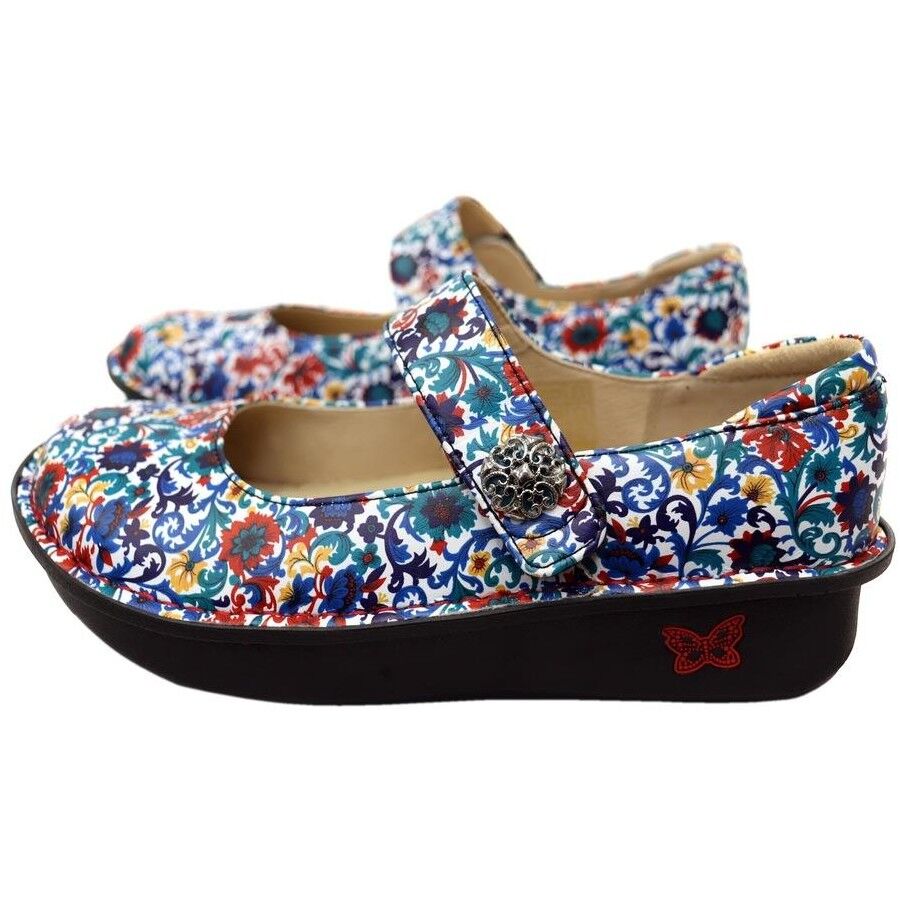 Alegria Paloma Womens Leather Mary Jane Slip Resistant Shoes in Primary Party