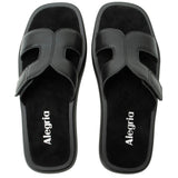 Alegria Portia Women’s Sandals Leather Adjustable Strap Comfort Slip-On in Black