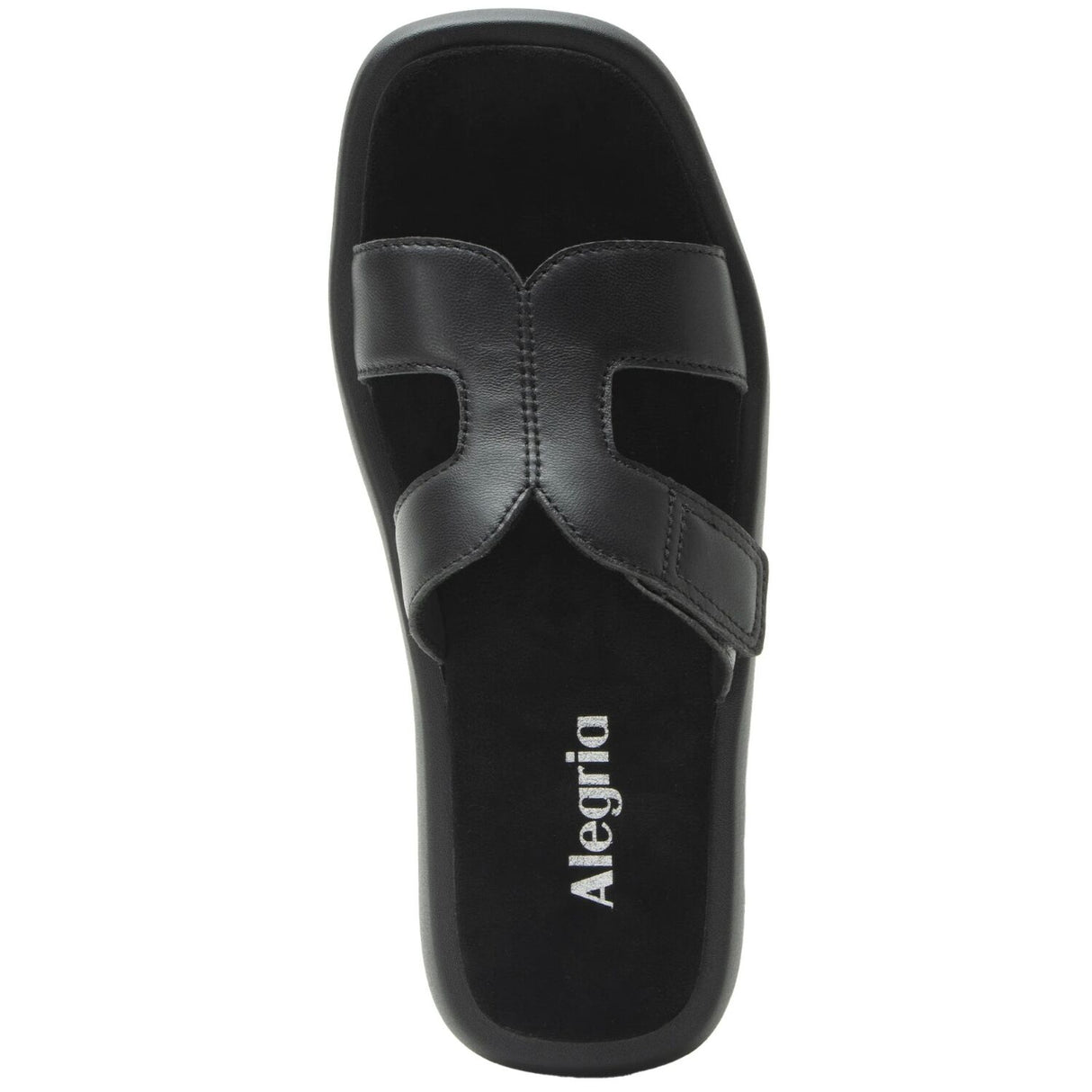 Alegria Portia Women’s Sandals Leather Adjustable Strap Comfort Slip-On in Black