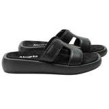 Alegria Portia Women’s Sandals Leather Adjustable Strap Comfort Slip-On in Black