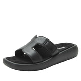 Alegria Portia Women’s Sandals Leather Adjustable Strap Comfort Slip-On in Black