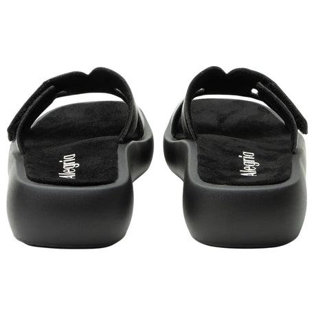 Alegria Portia Women’s Sandals Leather Adjustable Strap Comfort Slip-On in Black