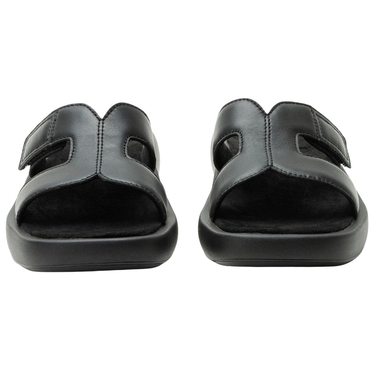 Alegria Portia Women’s Sandals Leather Adjustable Strap Comfort Slip-On in Black