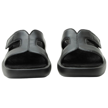 Alegria Portia Women’s Sandals Leather Adjustable Strap Comfort Slip-On in Black