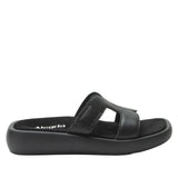 Alegria Portia Women’s Sandals Leather Adjustable Strap Comfort Slip-On in Black