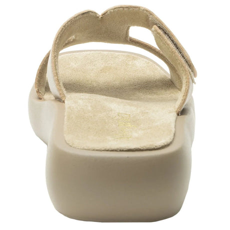Alegria Portia Women’s Sandals Leather Adjustable Strap Comfort Slip-On in Beige