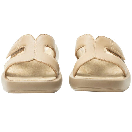 Alegria Portia Women’s Sandals Leather Adjustable Strap Comfort Slip-On in Beige