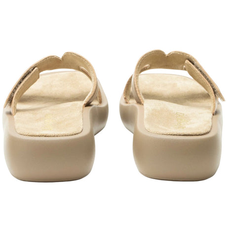 Alegria Portia Women’s Sandals Leather Adjustable Strap Comfort Slip-On in Beige