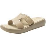 Alegria Portia Women’s Sandals Leather Adjustable Strap Comfort Slip-On in Beige - EUR 42