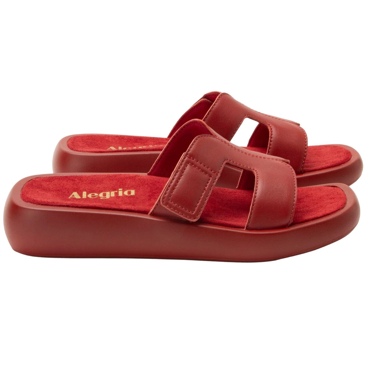 Alegria Portia Women’s Sandals Leather Adjustable Strap Comfort Slip-On in Ruby