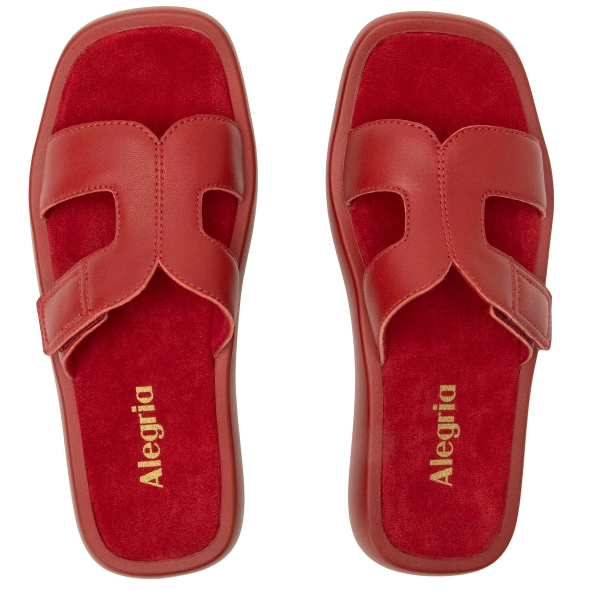 Alegria Portia Women’s Sandals Leather Adjustable Strap Comfort Slip-On in Ruby