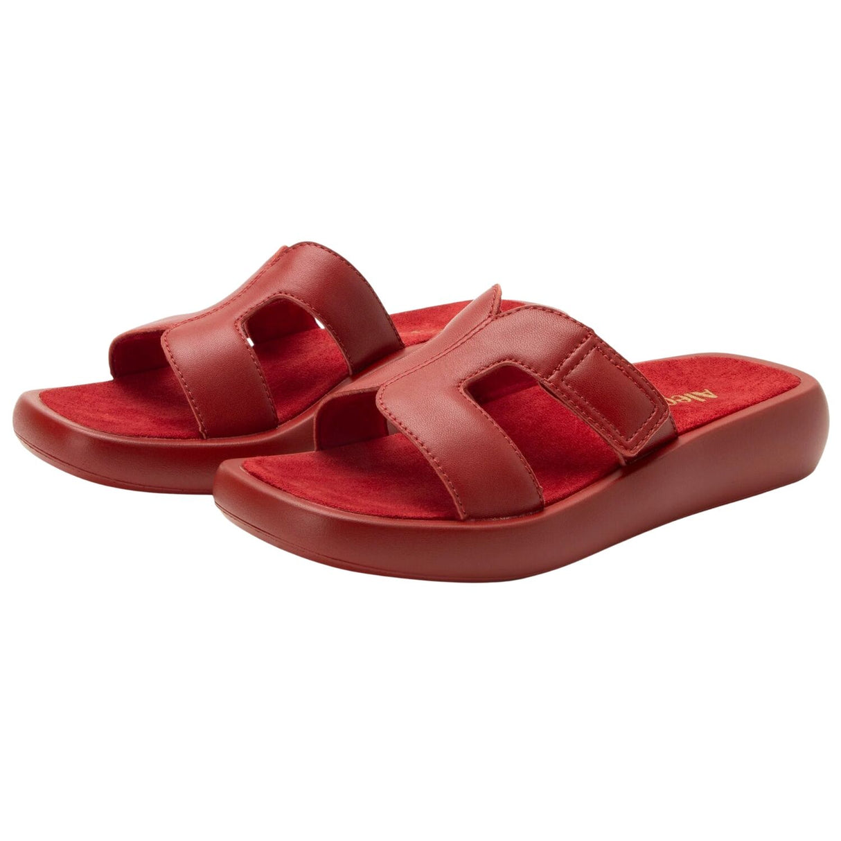 Alegria Portia Women’s Sandals Leather Adjustable Strap Comfort Slip-On in Ruby