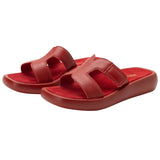 Alegria Portia Women’s Sandals Leather Adjustable Strap Comfort Slip-On in Ruby