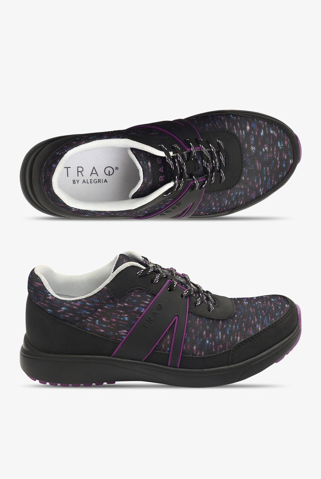 TRAQ Qarma 2 Sonar Womens Walking Shoes Smart Step Tracker Comfort Sneaker in Black