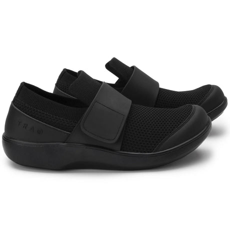 TRAQ Qwik Mens Smart Shoes Hook & Loop Q-Sport Rocker Slip-Resistant in Blackout