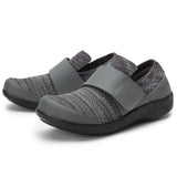Alegria TRAQ Qwik Womens Walking Shoes Breathable Knit Slip-On in Charcoal