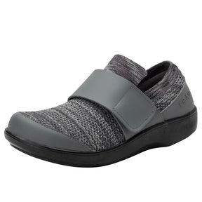 Alegria TRAQ Qwik Womens Walking Shoes Breathable Knit Slip-On in Charcoal