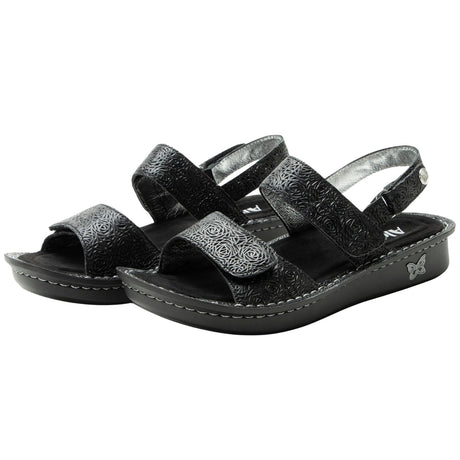 Alegria Verona Womens Leather Mini Rocker Sole Comfort Sandals in Inky