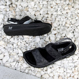 Alegria Verona Womens Leather Mini Rocker Sole Comfort Sandals in Inky