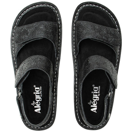 Alegria Verona Womens Leather Mini Rocker Sole Comfort Sandals in Inky