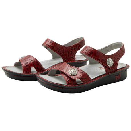 Alegria Vienna Womens Embossed Leather Slingback Sandals in Loretta Roja