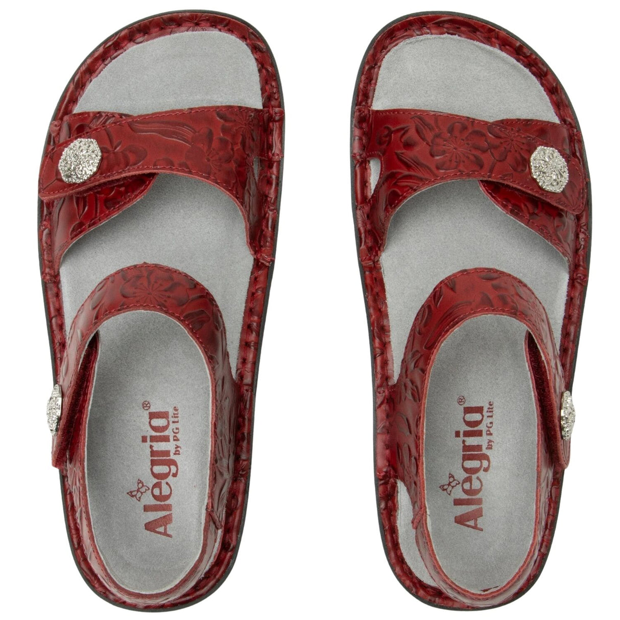 Alegria Vienna Womens Embossed Leather Slingback Sandals in Loretta Roja