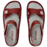 Alegria Vienna Womens Embossed Leather Slingback Sandals in Loretta Roja