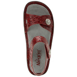 Alegria Vienna Womens Embossed Leather Slingback Sandals in Loretta Roja