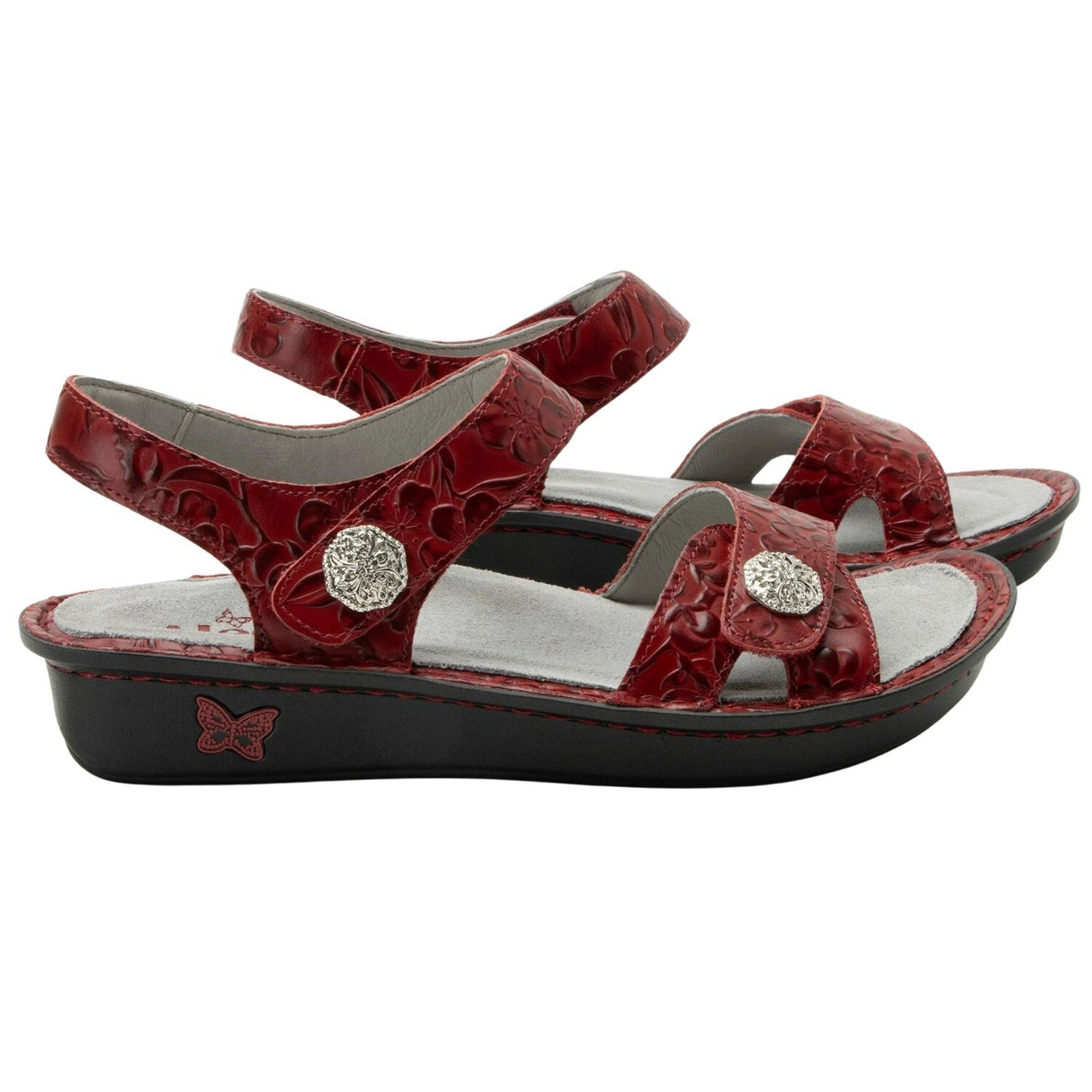 Alegria Vienna Womens Embossed Leather Slingback Sandals in Loretta Roja
