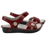 Alegria Vienna Womens Embossed Leather Slingback Sandals in Loretta Roja