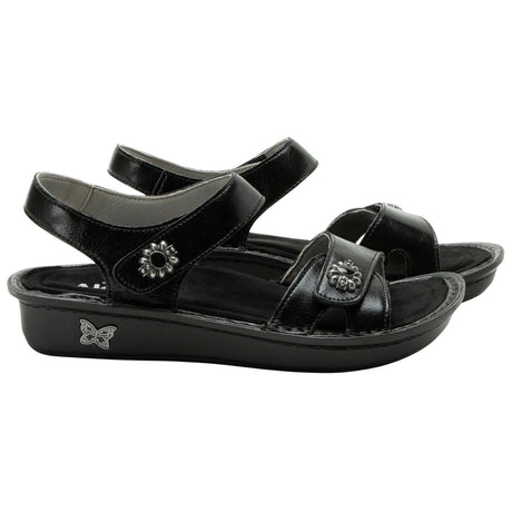 Alegria Vienna Womens Embossed Leather Slingback Sandals in Black Sapphire