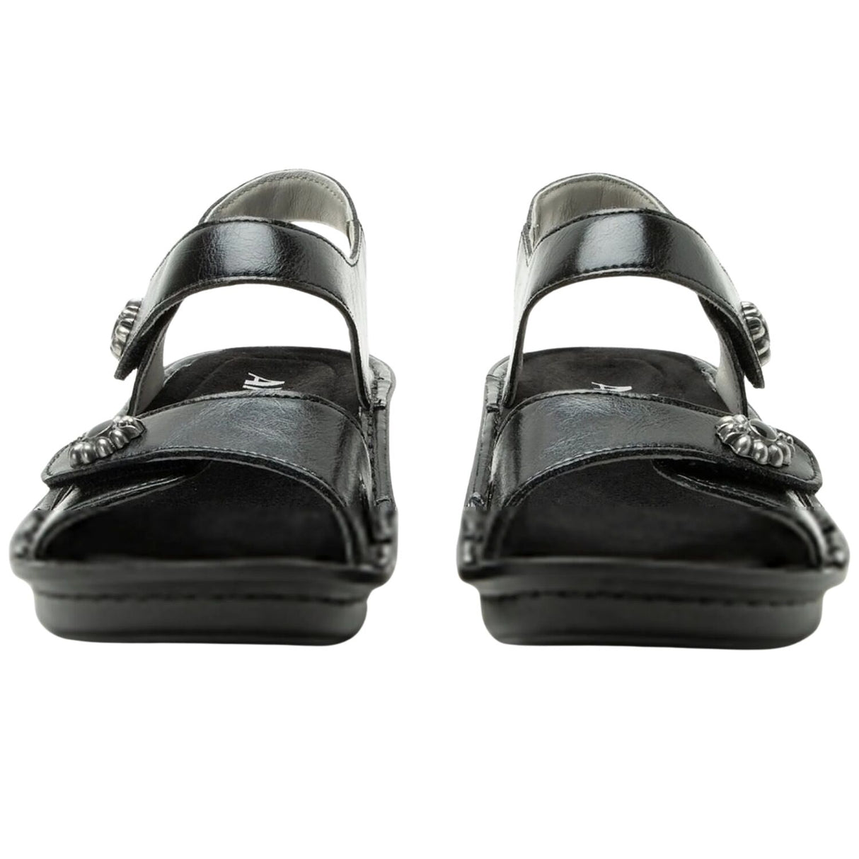 Alegria Vienna Womens Embossed Leather Slingback Sandals in Black Sapphire