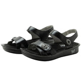 Alegria Vienna Womens Embossed Leather Slingback Sandals in Black Sapphire - EUR 41
