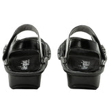 Alegria Vienna Womens Embossed Leather Slingback Sandals in Black Sapphire