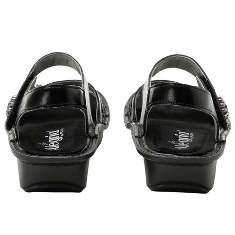 Alegria Vienna Womens Embossed Leather Slingback Sandals in Black Sapphire