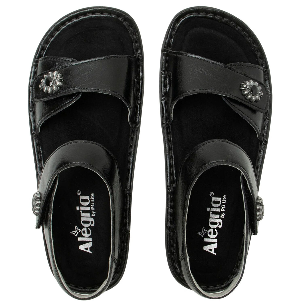 Alegria Vienna Womens Embossed Leather Slingback Sandals in Black Sapphire