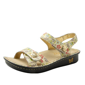 Alegria Vienna Womens Embossed Leather Sandals - Good as Gold (Slip-On Slingback Work Shoes)