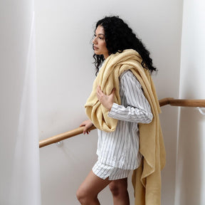 100% Cotton Waffle Blanket - Queen -  Straw Yellow