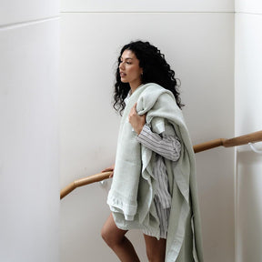 100% Cotton Waffle Blanket - Queen - Silver Green