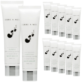 12pc Set Terre A Mer Pure Hydration Amino Acid/Argan Oil Shampoo & Conditioner  - 60ml Travel Size