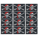 12x Black Pirate Flag w/ Skull, Crossbones & Red Bandana Bulk Pack - Large Jolly Roger Flag - 150x90cm