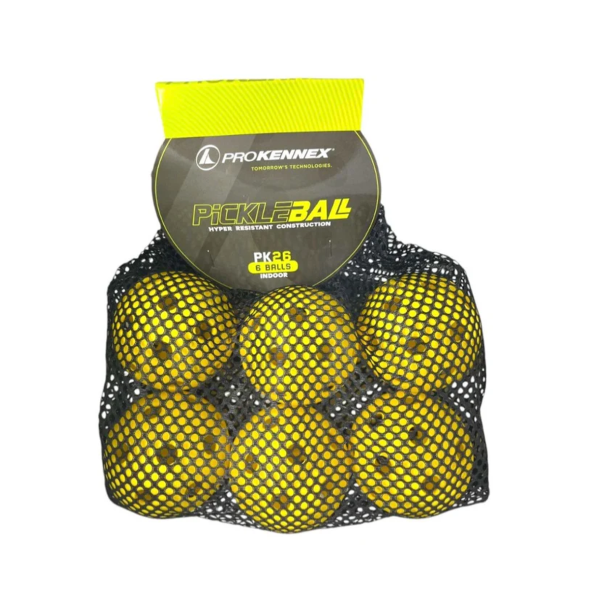 6-Pack Pro Kennex Pickleball Balls (26 Holes) - Yellow