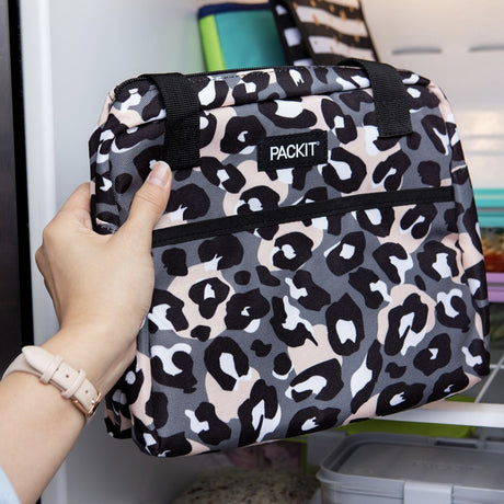 PACKIT Freezable Ice Lunch Bag Tote Food Storage Camping Travel Tiger - Wild Leopard