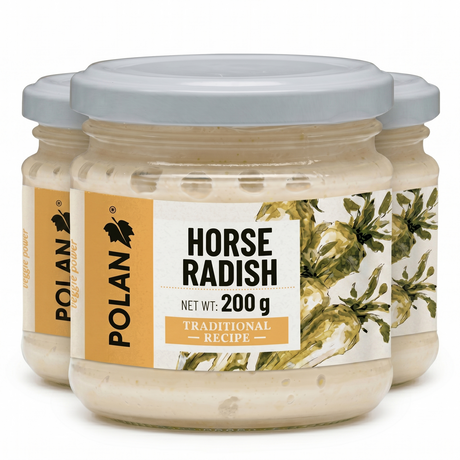 3x 200g Polan Horseradish Sauce/Spread in Glass Jar Bulk Pack - Product of Poland