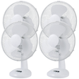4x Sheffield 30cm Desk/Table Fan with 3 Speed Settings in White (PL705)